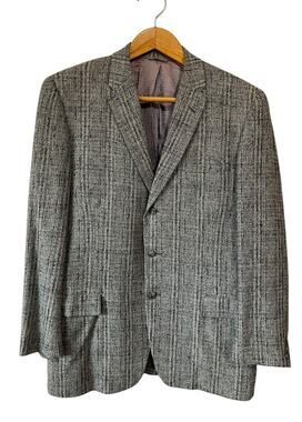 Warren Sewell Men Gray Tweed Sport Coat Blazer Jacket 60s Black Label Ivy League